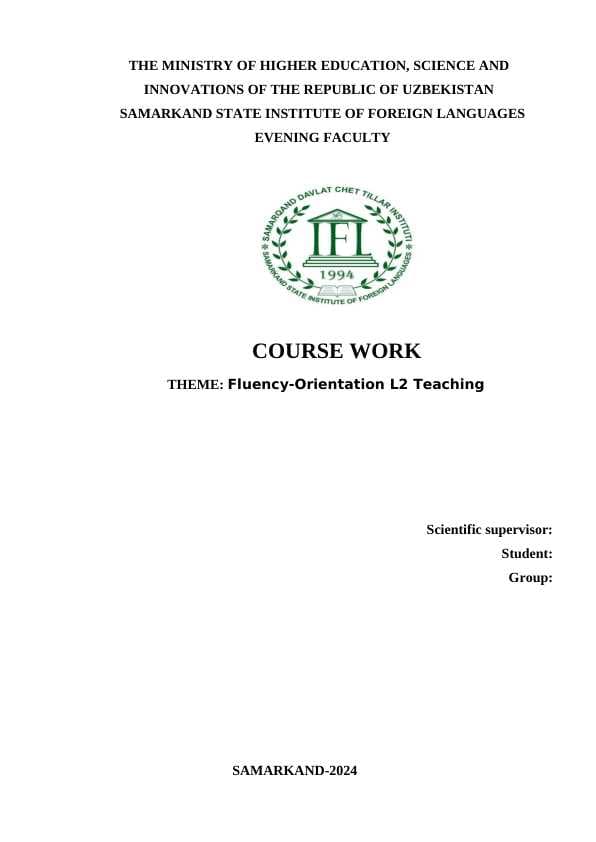 Fluency-Orientation L2 Teaching