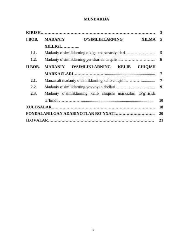 Madaniy o‘simliklarning kelib chiqishi