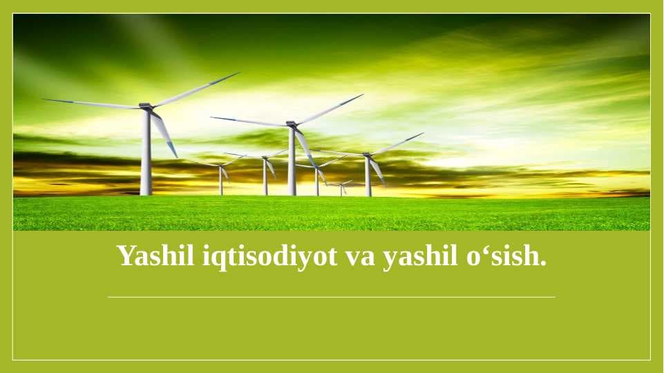 Yashil iqtisodiyot