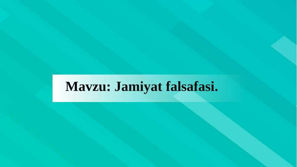 Jamiyat falsafasi.