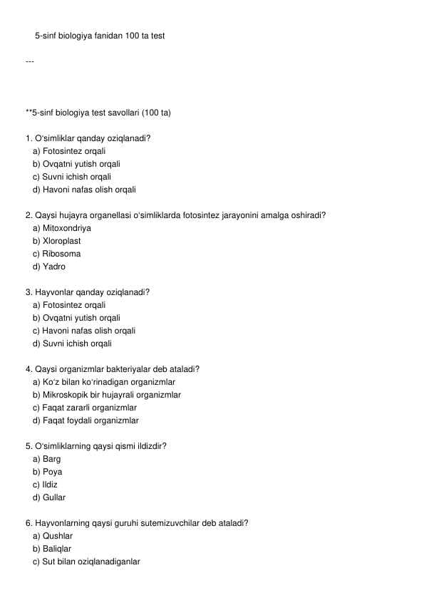 Biologiya test