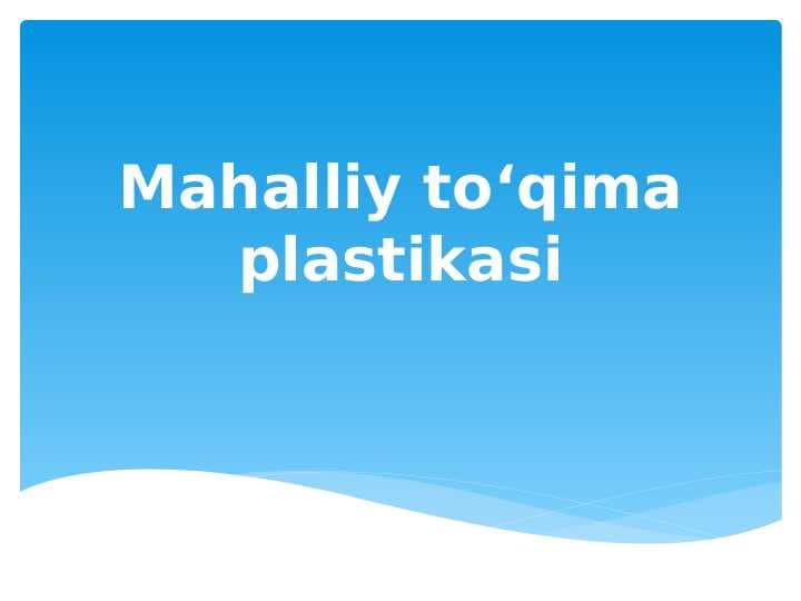 Mahalliy to‘qima plastikasi