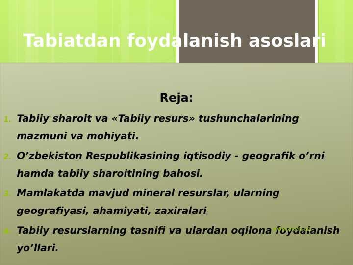 Tabiatdan foydalanish asoslari