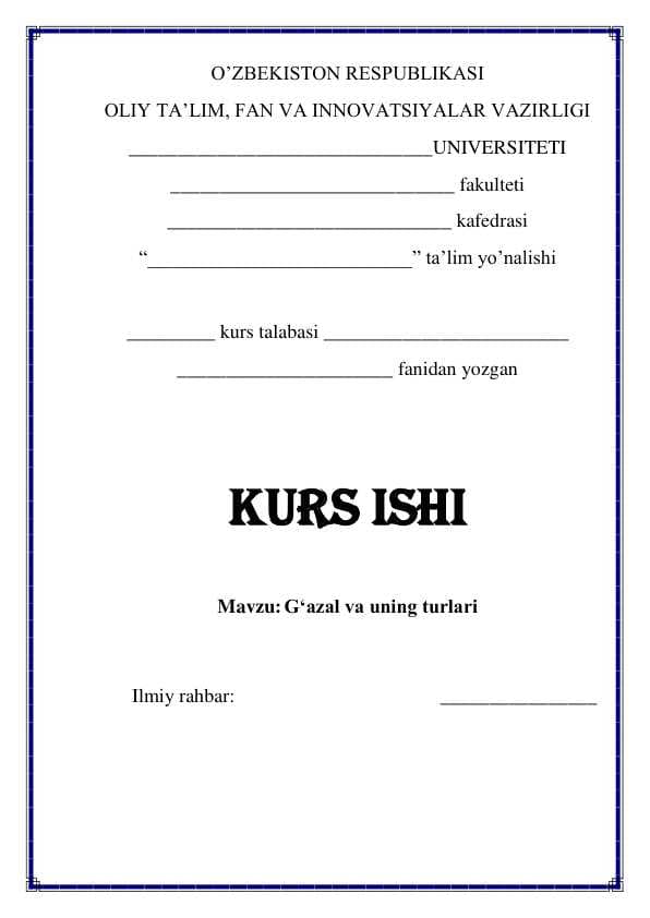G'azal va uning turlari