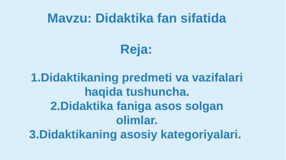 Didaktika fan sifatida