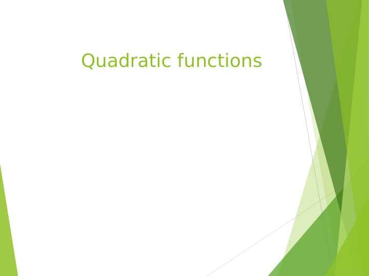 Quadratic functions