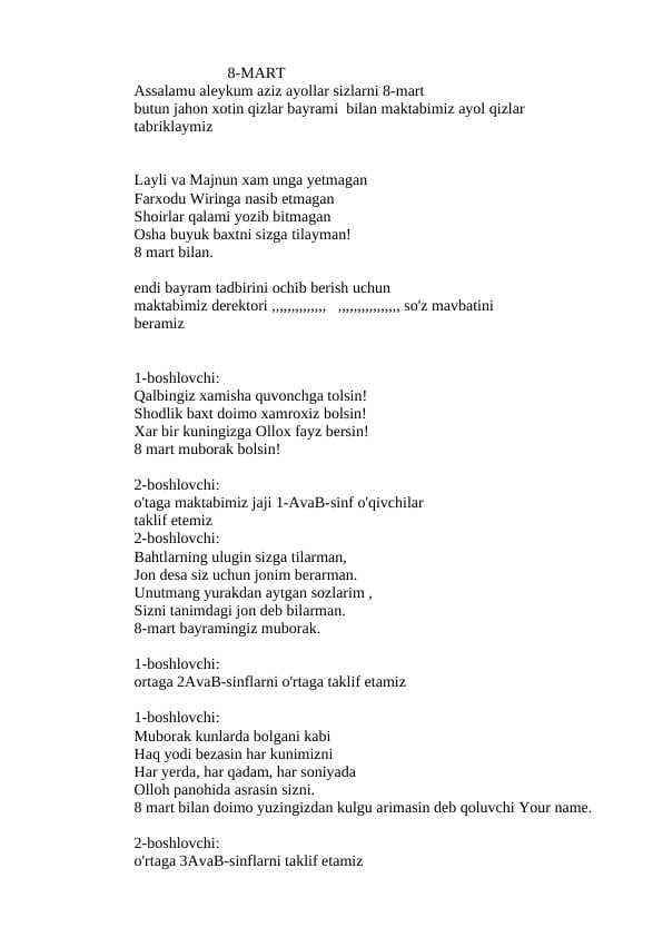 8-mart tadbir ssenariysi