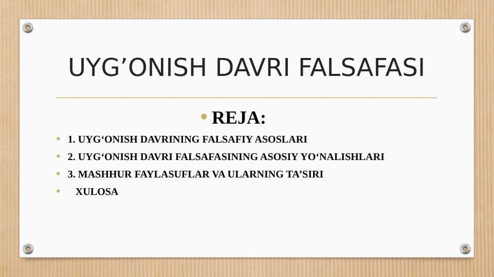 Uygʻonish davri falsafasi