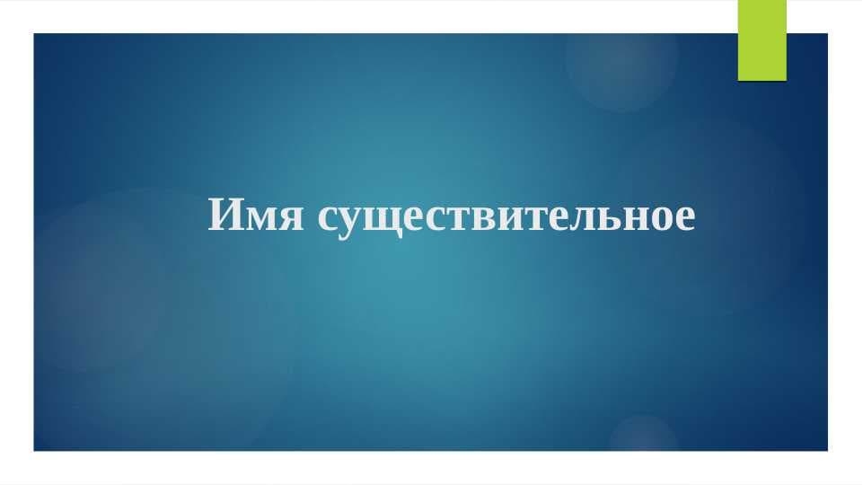 Имя существительное