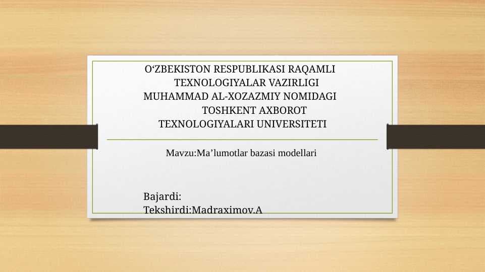 2-kurs Malumotlar bazasi mustaqil ish 1
