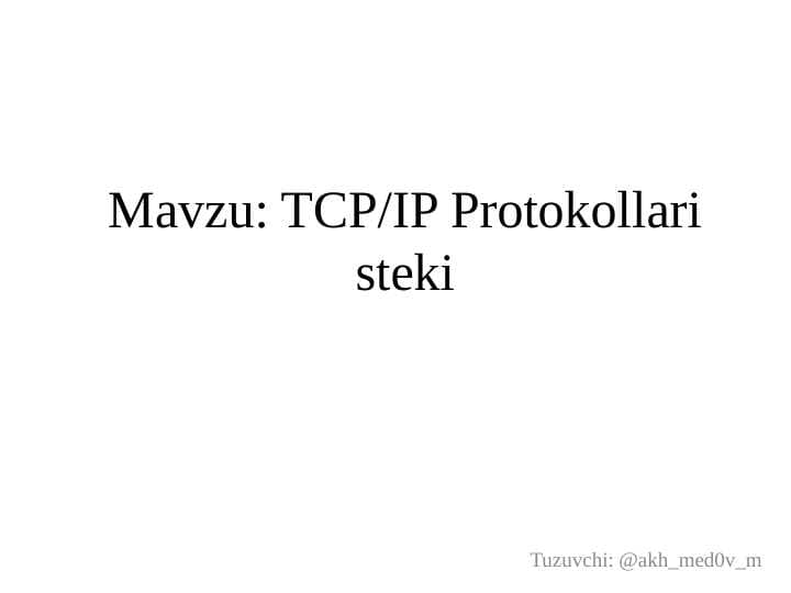 Tarmoq protokollari, TCP/IP protokollari steki