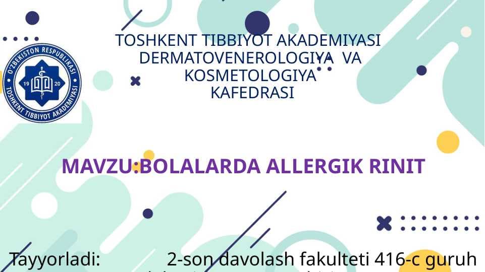 BOLALARDA ALLERGIK RINIT