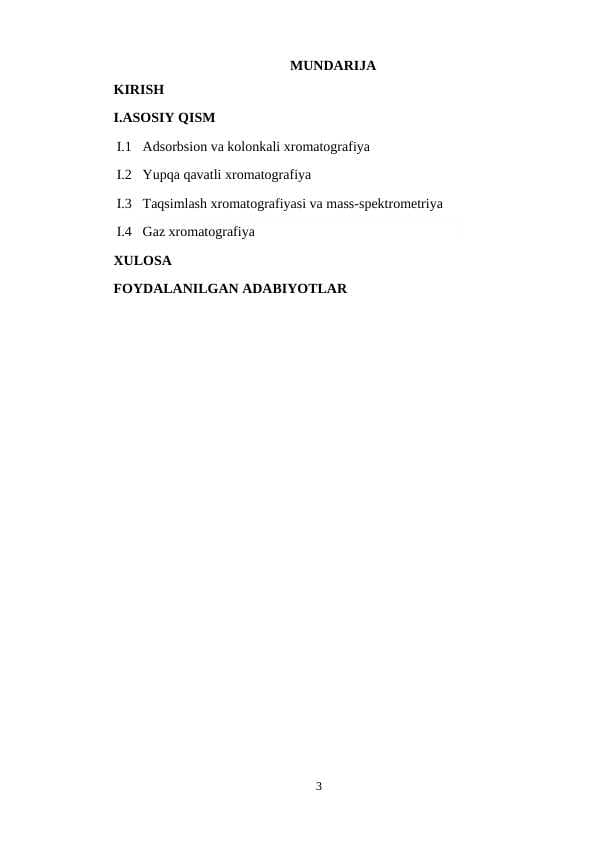 Adsorbsion va kolonkali xromatografiya