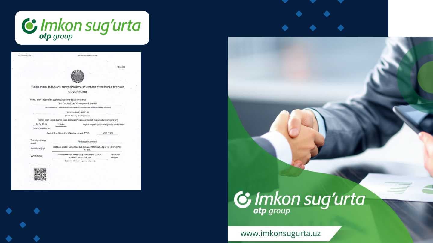 Imkon sug'urta kompaniyasi haqida PPTX PREZENTATSIYA