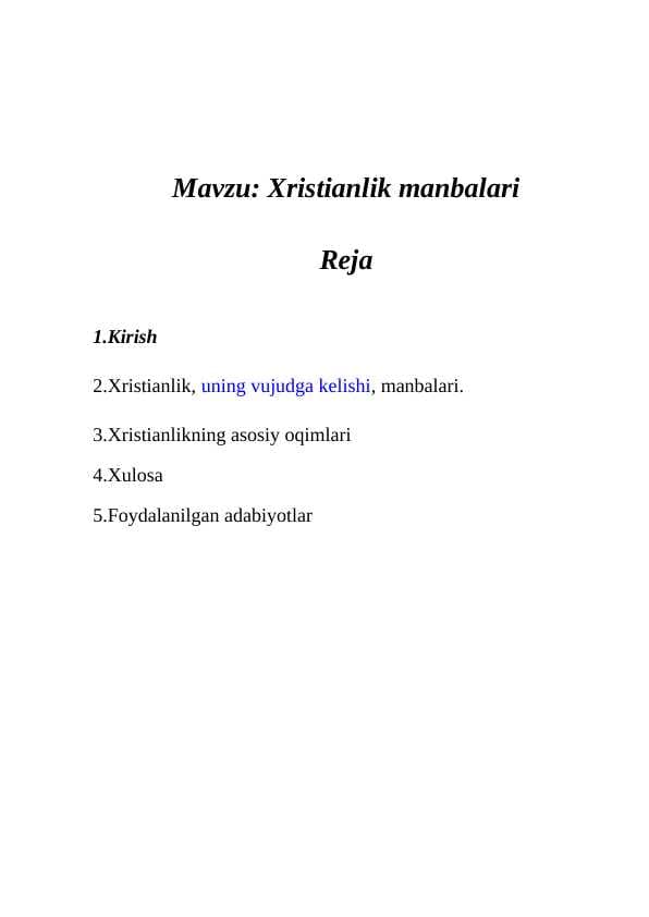 Xristianlik manbalari