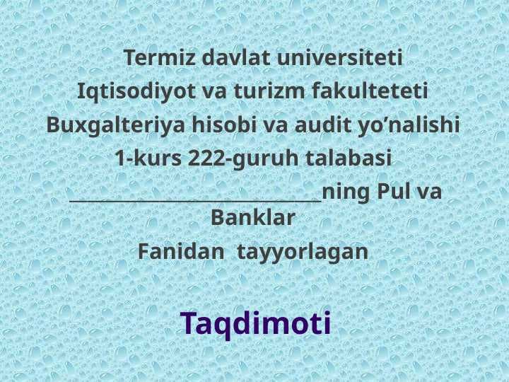 : Kredit foiz stavkalari va ularga ta'sir qiluvchi omillar