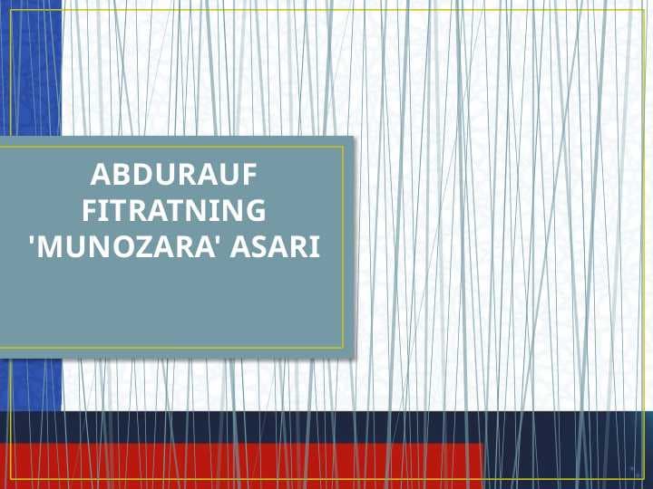 ABDURAUF FITRATNING 'MUNOZARA' ASARI
