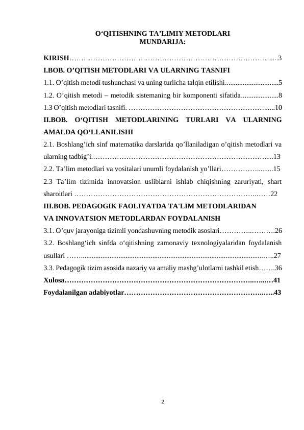 OʻQITISHNING TAʼLIMIY METODLARI