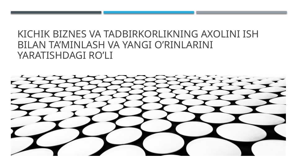 Kichik biznes va tadbirkorlikning axolini ish bilan ta’minlash va yangi o’rinlarini yaratishdagi ro’li