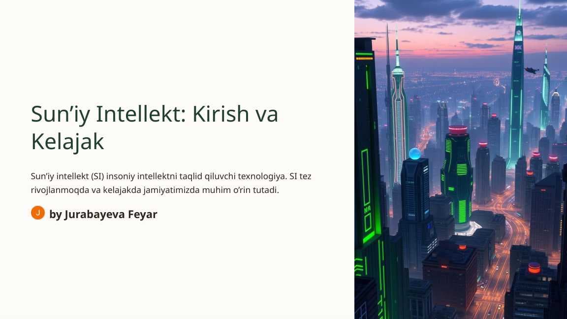 Sun'iy Intellekt: kirish va kelajak