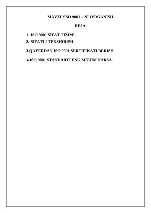 ISO 9001 – NI O’RGANISH