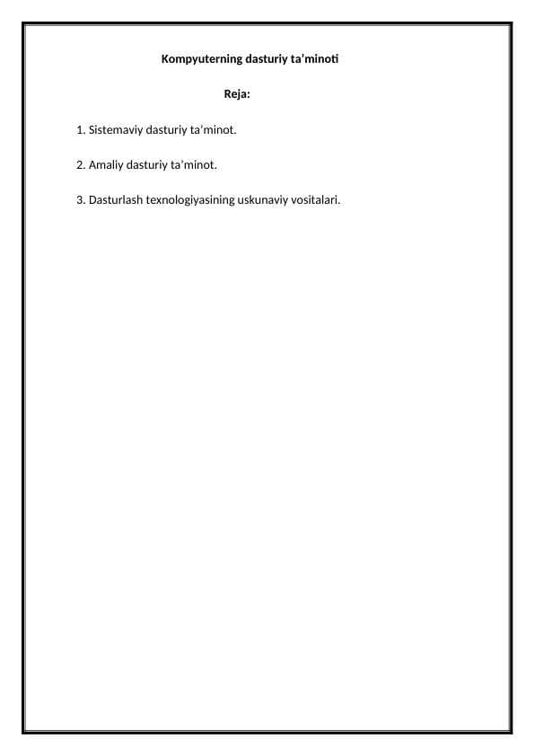 Kompyuterning dasturiy ta’minoti