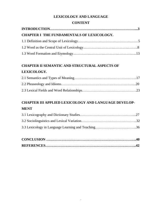 LEXICOLOGY AND LANGUAGE