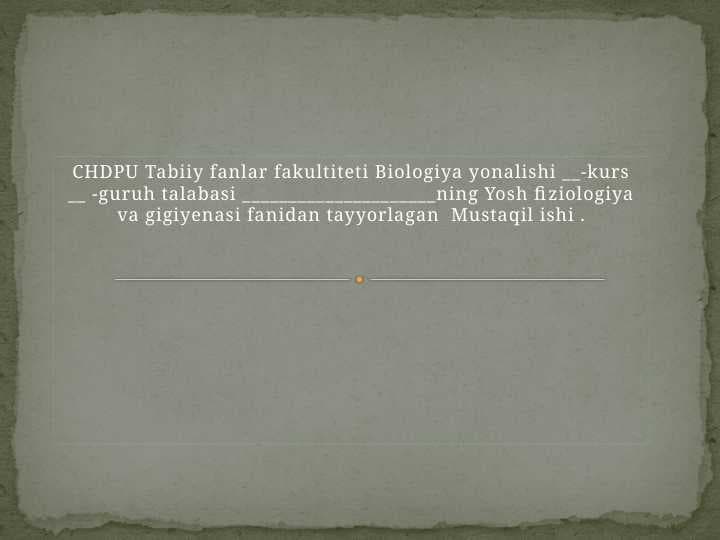 Sog’lom turmush tarzi.Kun tartibi va ahamiyati