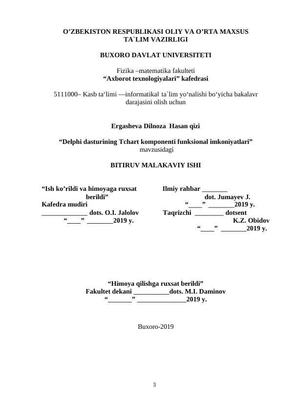Delphi dasturining Tchart komponenti funksional imkoniyatlari
