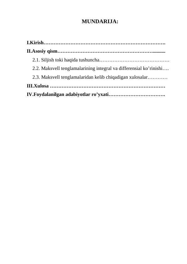 Siljish toki haqida tushuncha