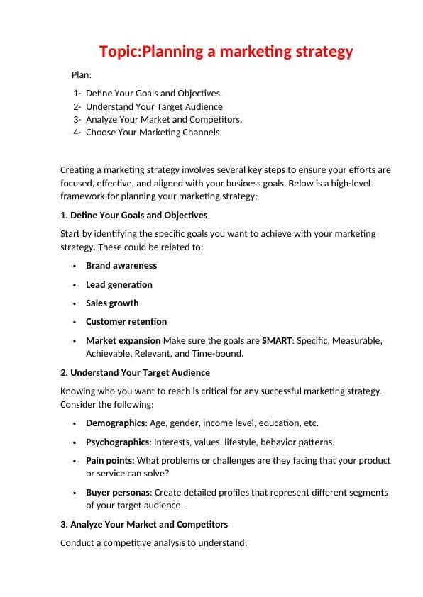 Planning a marketing strategy