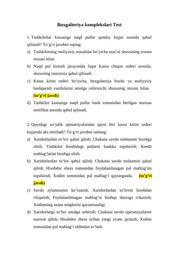 Buxgalteriya komplekslari Test