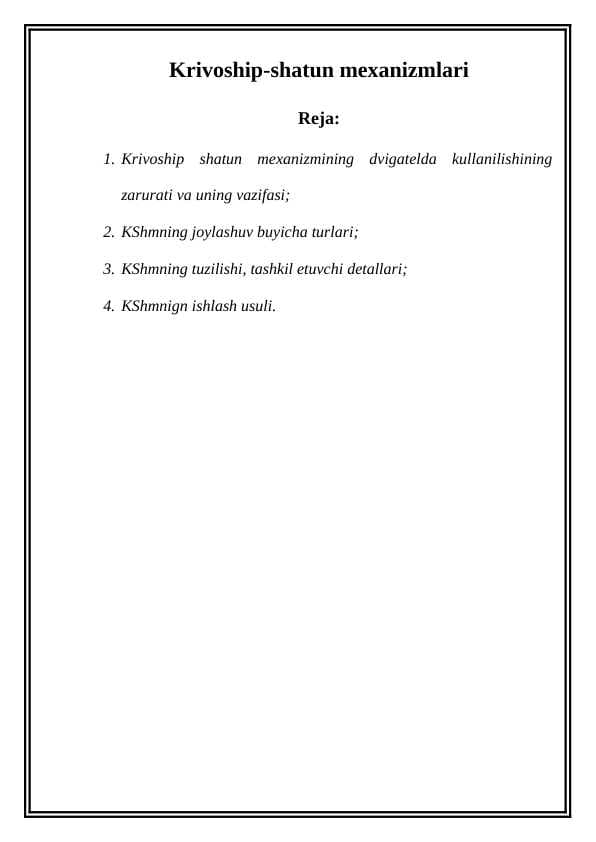 Krivoship-shatun mexanizmlari