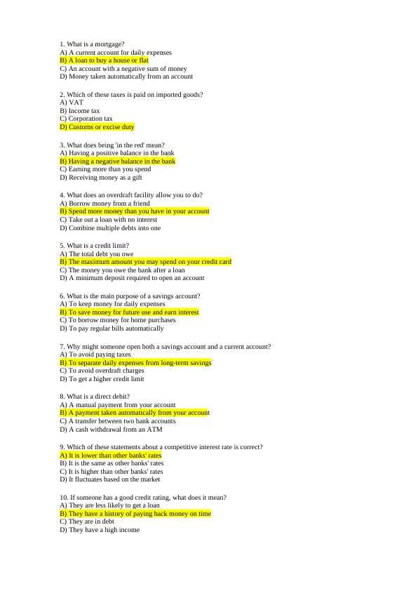 English language test base