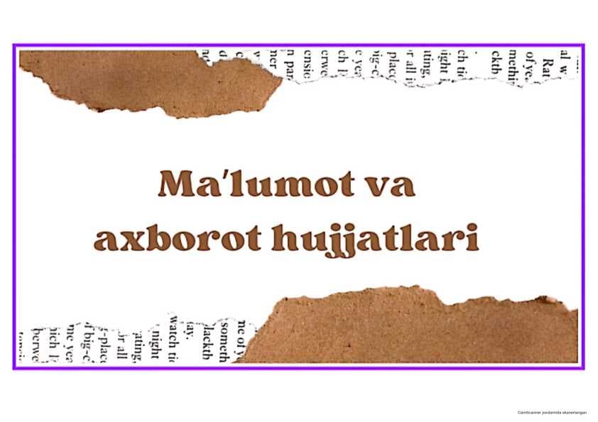 Maʼlumot v axborot hujjatlari