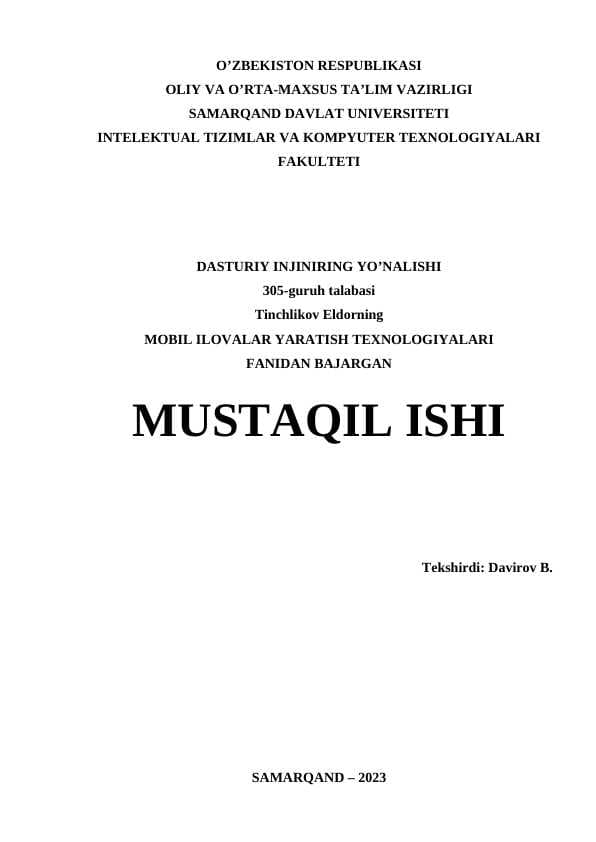 KUTUBXONA BOSHQARUVINI AVTOMATLASHTIRISH