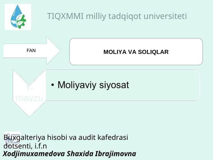 Mavzu moliyaviy siyosat