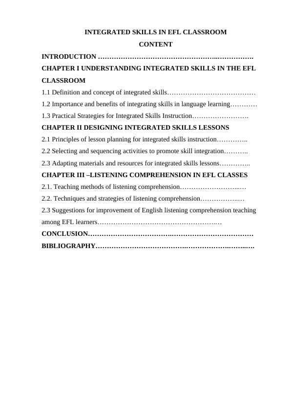 INTEGRATED SKILLS IN EFL CLASSROOM