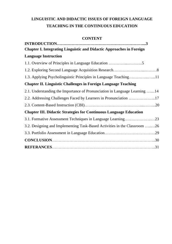 LINGUISTIC AND DIDACTIC ISSUES OF FOREIGN LANGUAGE TEACHING IN THE CONTINUOUS EDUCATION