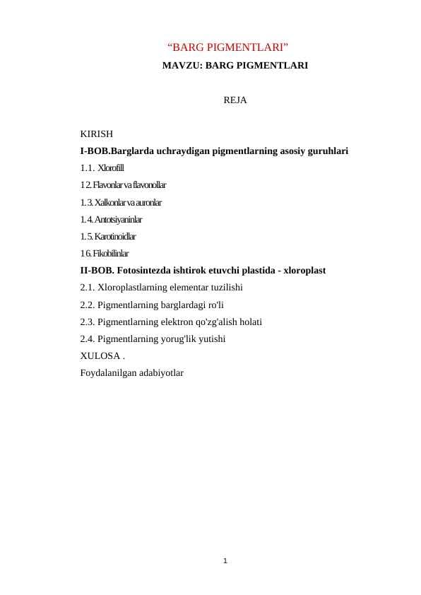“BARG PIGMENTLARI”