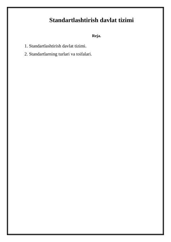 Standartlashtirish davlat tizimi