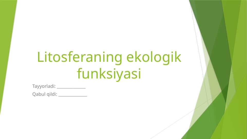 Litosferaning ekologik funksiyasi