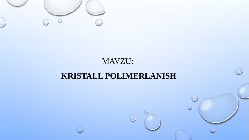 KRISTALL POLIMERLANISH