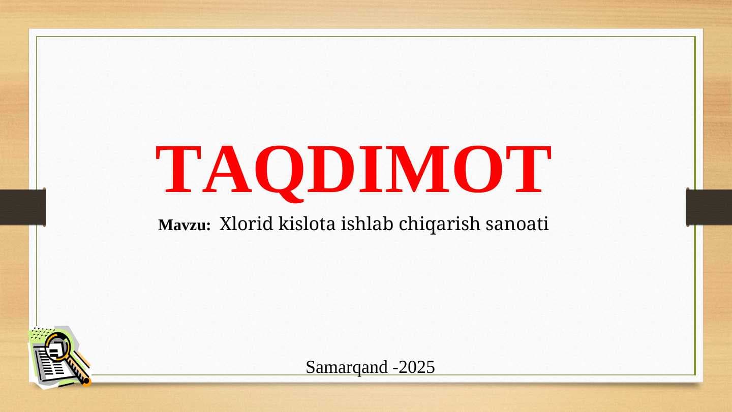 Xlorid kislota ishlab chiqarish sanoati