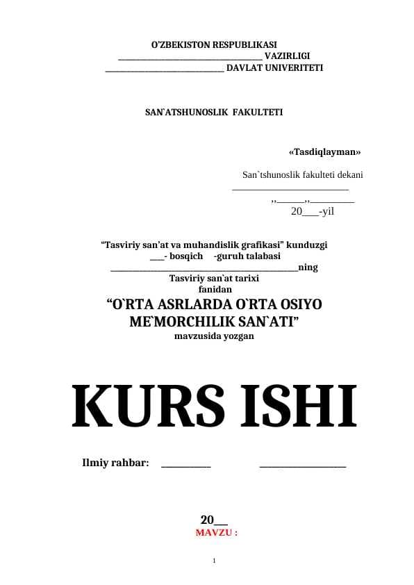 O`rta asrlarda O`rta Osiyo me`morchilik  san`ati