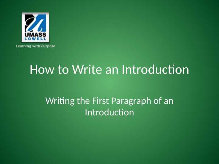 How to Write an Introduction