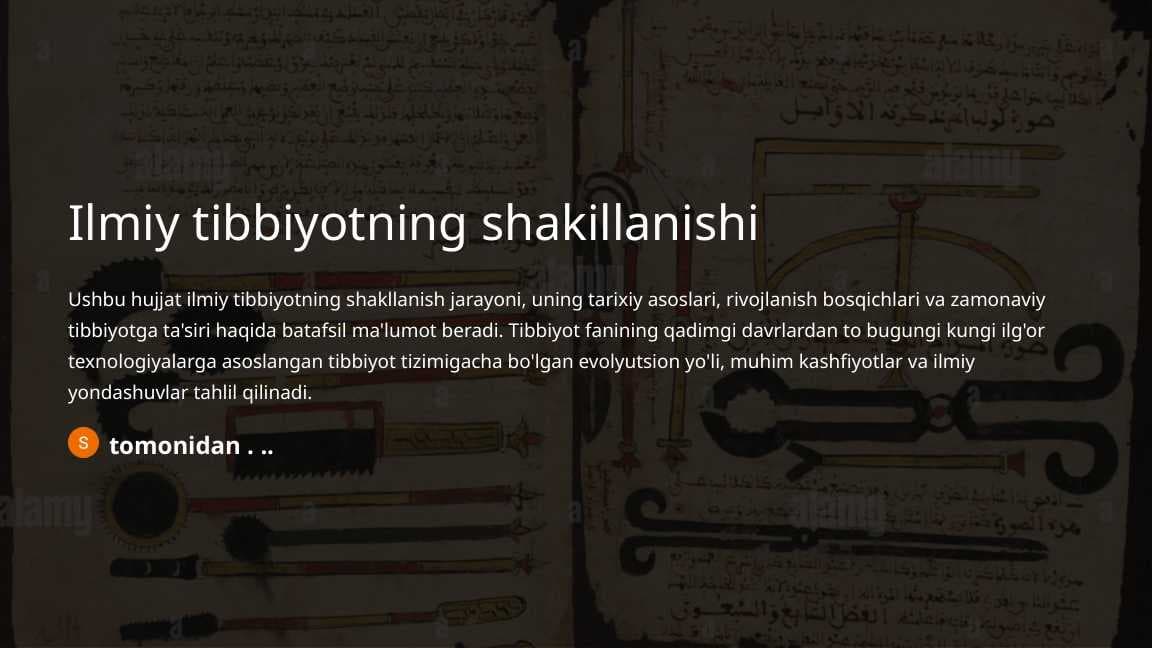 Ilmiy tibbiyotning shakillanishi