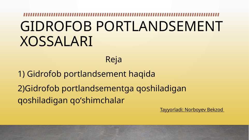Gidrofob Portlandsement xossalari