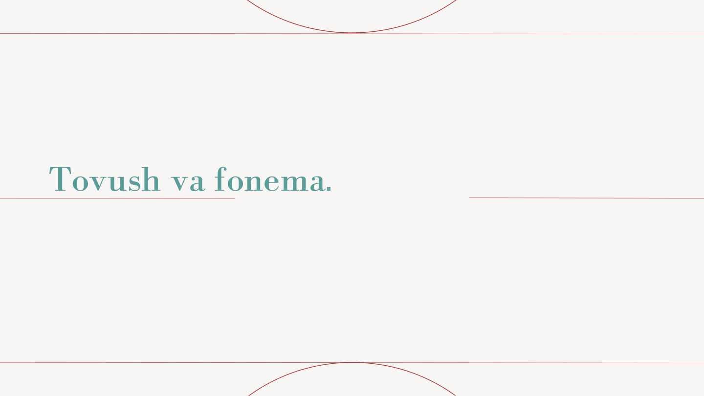 Tovush va fonemalar