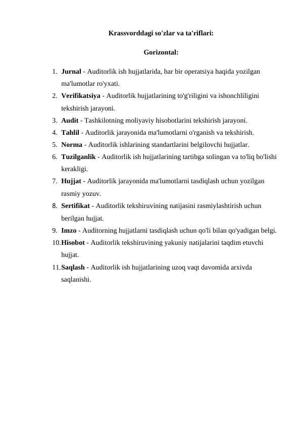 Auditorlik krossvord